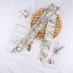 RIDER ATELIER Alphabet Toile Silk Skinny Scarf | A-Z Monogram Accessory