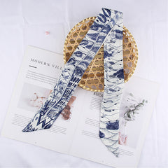 RIDER ATELIER Alphabet Toile Silk Skinny Scarf | A-Z Monogram Accessory