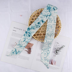 RIDER ATELIER Alphabet Toile Silk Skinny Scarf | A-Z Monogram Accessory