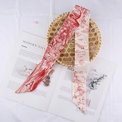 RIDER ATELIER Alphabet Toile Silk Skinny Scarf | A-Z Monogram Accessory