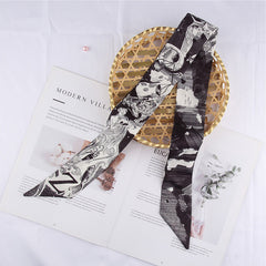 RIDER ATELIER Alphabet Toile Silk Skinny Scarf | A-Z Monogram Accessory