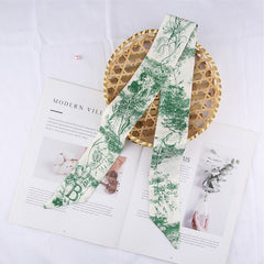 RIDER ATELIER Alphabet Toile Silk Skinny Scarf | A-Z Monogram Accessory
