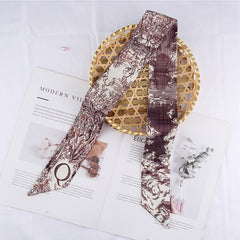 RIDER ATELIER Alphabet Toile Silk Skinny Scarf | A-Z Monogram Accessory