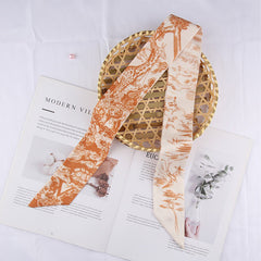 RIDER ATELIER Alphabet Toile Silk Skinny Scarf | A-Z Monogram Accessory