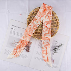 RIDER ATELIER Alphabet Toile Silk Skinny Scarf | A-Z Monogram Accessory