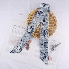 RIDER ATELIER Alphabet Toile Silk Skinny Scarf | A-Z Monogram Accessory