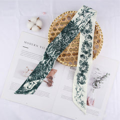 RIDER ATELIER Alphabet Toile Silk Skinny Scarf | A-Z Monogram Accessory