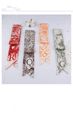 RIDER ATELIER Alphabet Toile Silk Skinny Scarf | A-Z Monogram Accessory