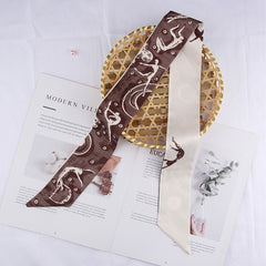RIDER ATELIER Alphabet Toile Silk Skinny Scarf | A-Z Monogram Accessory
