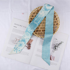 RIDER ATELIER Alphabet Toile Silk Skinny Scarf | A-Z Monogram Accessory