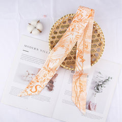 RIDER ATELIER Alphabet Toile Silk Skinny Scarf | A-Z Monogram Accessory