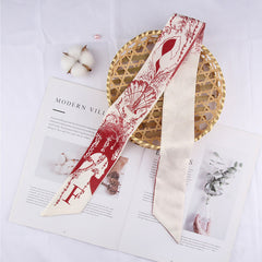 RIDER ATELIER Alphabet Toile Silk Skinny Scarf | A-Z Monogram Accessory