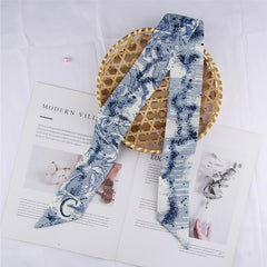 RIDER ATELIER Alphabet Toile Silk Skinny Scarf | A-Z Monogram Accessory