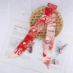 RIDER ATELIER Alphabet Toile Silk Skinny Scarf | A-Z Monogram Accessory