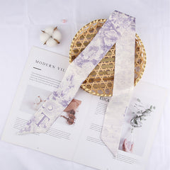 RIDER ATELIER Alphabet Toile Silk Skinny Scarf | A-Z Monogram Accessory