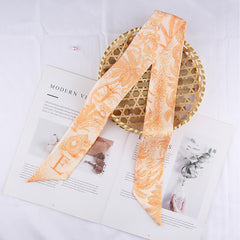 RIDER ATELIER Alphabet Toile Silk Skinny Scarf | A-Z Monogram Accessory