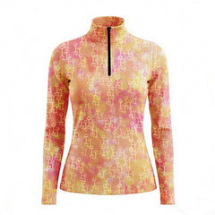RIDER ATELIER watercolor snaffle bit quarter-zip top on white background, front view