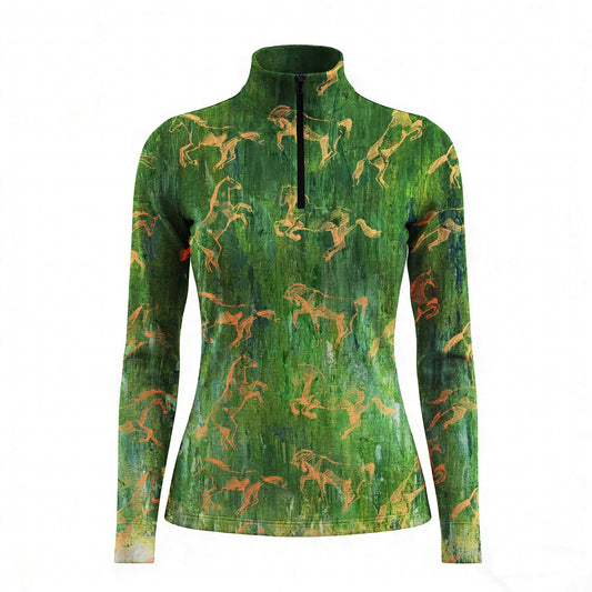 RIDER ATELIER Spring Bloom / Summer Sky / Autumn Harvest/ Winter Forest Rearing Horse Equestrian Quarter-Zip Top
