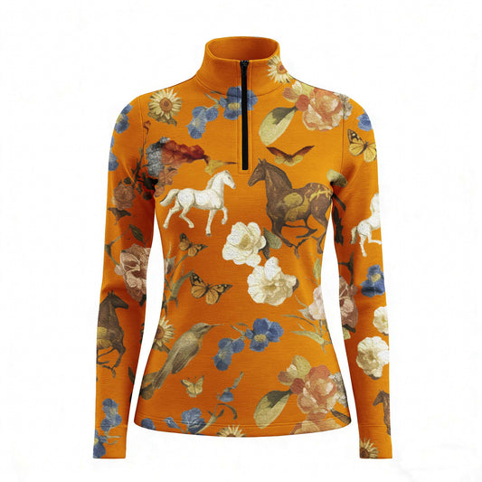 RIDER ATELIER Wildflower Meadow Equestrian Quarter-Zip Top