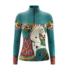 RIDER ATELIER Artisan Dala Horse Equestrian Quarter-Zip Top | Dusty Rose Riding Shirt