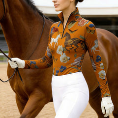 RIDER ATELIER Wildflower Meadow Equestrian Quarter-Zip Top
