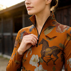 RIDER ATELIER Wildflower Meadow Equestrian Quarter-Zip Top