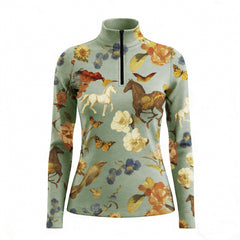 RIDER ATELIER Wildflower Meadow Equestrian Quarter-Zip Top