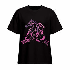 Rideratelier Floral Equine Silhouette Cotton T-Shirt in Black
