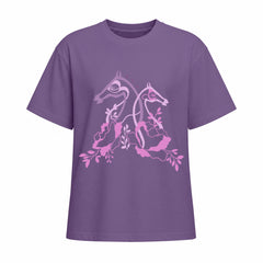 Rideratelier Floral Equine Silhouette Cotton T-Shirt in Purple
