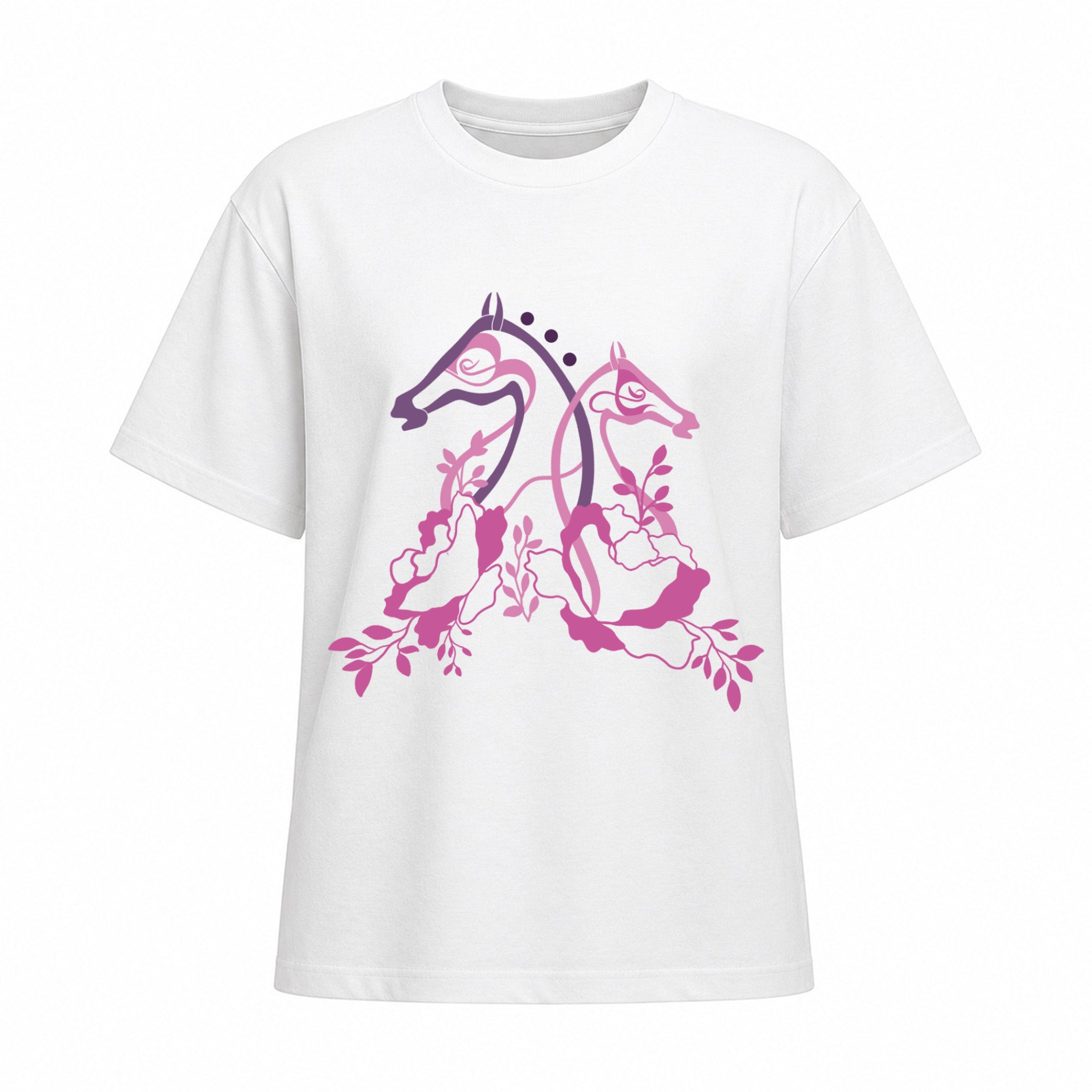 Rideratelier Floral Equine Silhouette Cotton T-Shirt in White
