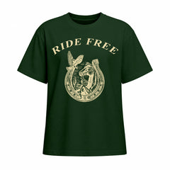 Rideratelier Ride Free Western Horseshoe Cotton T-Shirt in Forest Green
