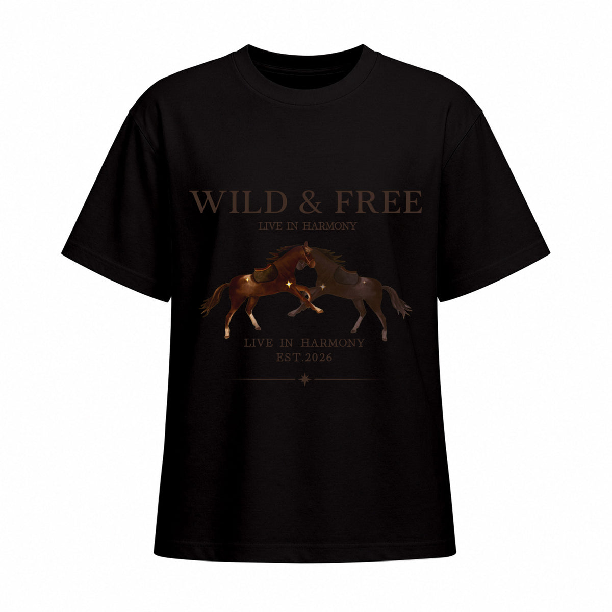 Rideratelier Wild & Free Equestrian Cotton T-Shirt in Brown
