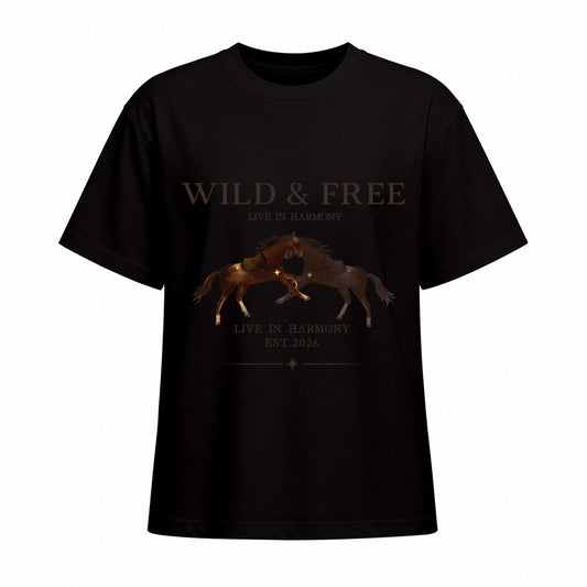 Rideratelier Wild & Free Equestrian Cotton T-Shirt in Brown