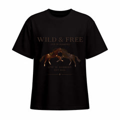 Rideratelier Wild & Free Equestrian Cotton T-Shirt in Brown