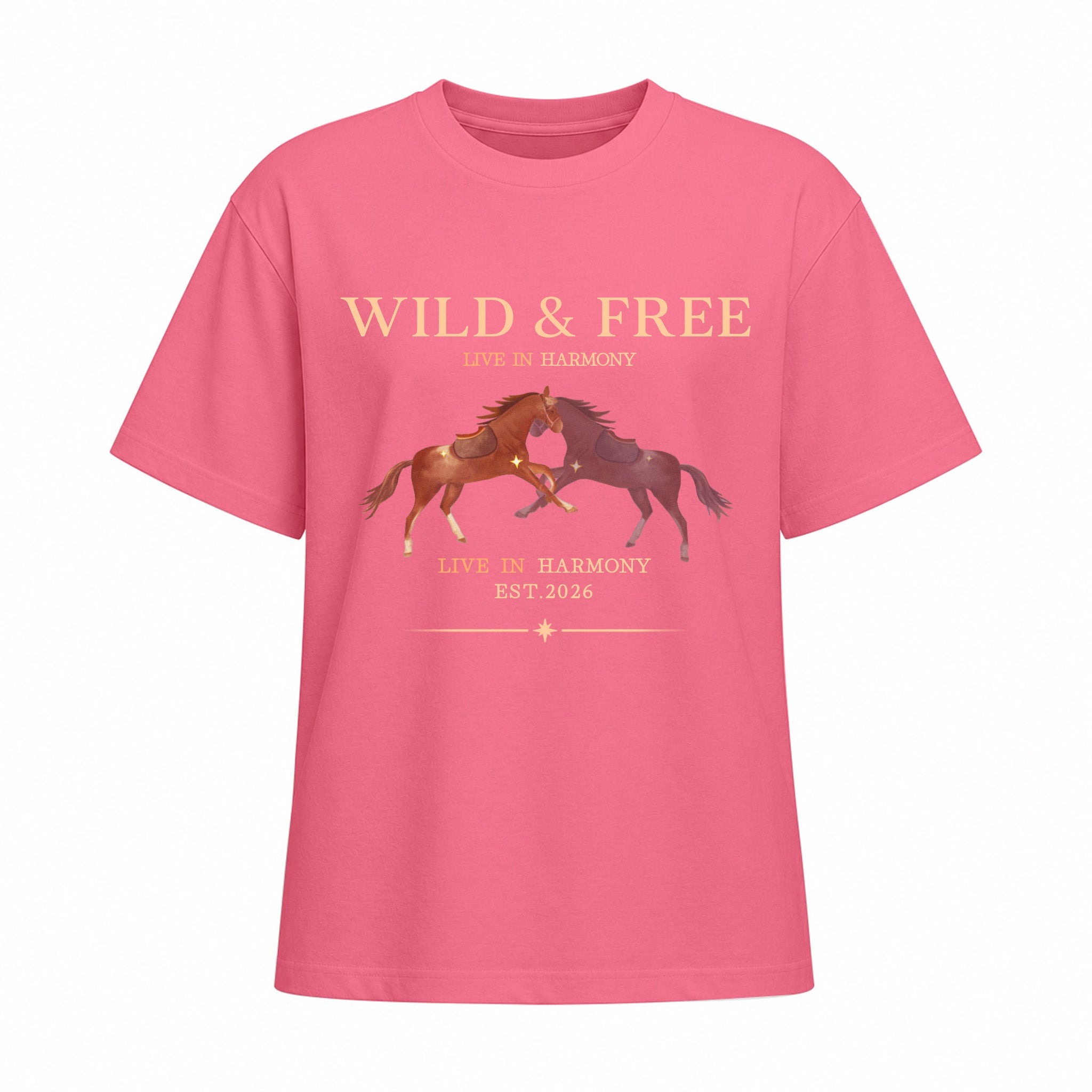 Rideratelier Wild & Free Equestrian Cotton T-Shirt in Pink
