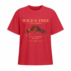Rideratelier Wild & Free Equestrian Cotton T-Shirt in Red
