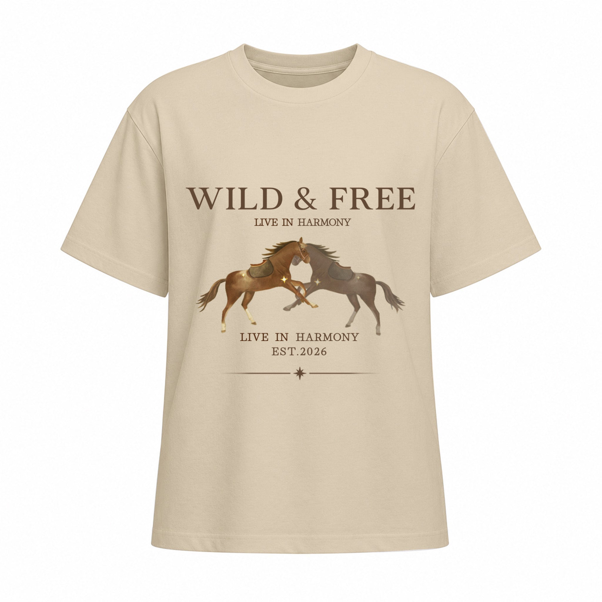Rideratelier Wild & Free Equestrian Cotton T-Shirt in Beige
