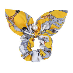 RIDER ATELIER Equestrian Tack Silk Bow Scrunchie with Pearl