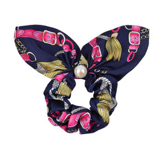 RIDER ATELIER Equestrian Tack Silk Bow Scrunchie with Pearl