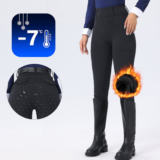 Women's Winter Fleece Lined Riding Breeches, Full Seat Silicone Grip Equestrian Pants for Cold Weather