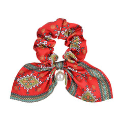 RIDER ATELIER Equestrian Tack Silk Bow Scrunchie with Pearl