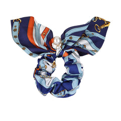 RIDER ATELIER Equestrian Tack Silk Bow Scrunchie with Pearl