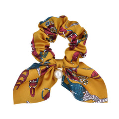 RIDER ATELIER Equestrian Tack Silk Bow Scrunchie with Pearl