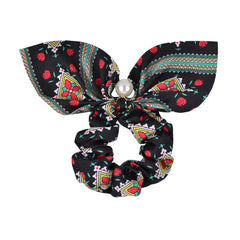 RIDER ATELIER Equestrian Tack Silk Bow Scrunchie with Pearl