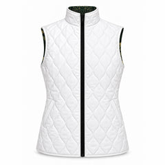 Solid white diamond quilted side of the reversible vest showing two diagonal side entry pockets on the lower front